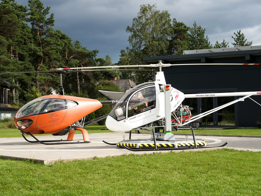 The helicopter and the Heli Kart side by side