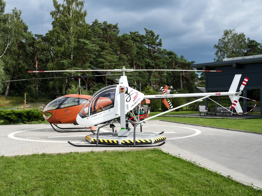 The helicopter and the Heli Kart side by side