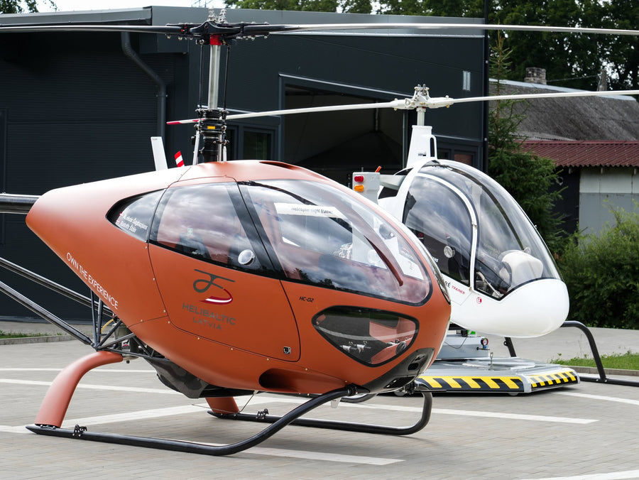 The helicopter and the Heli Kart side by side