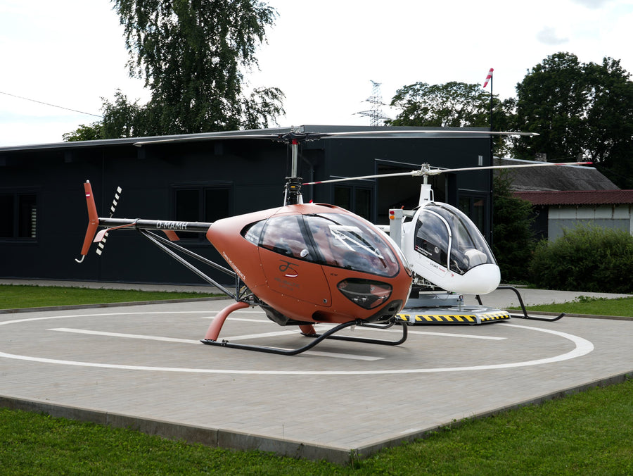 The helicopter and the Heli Kart side by side