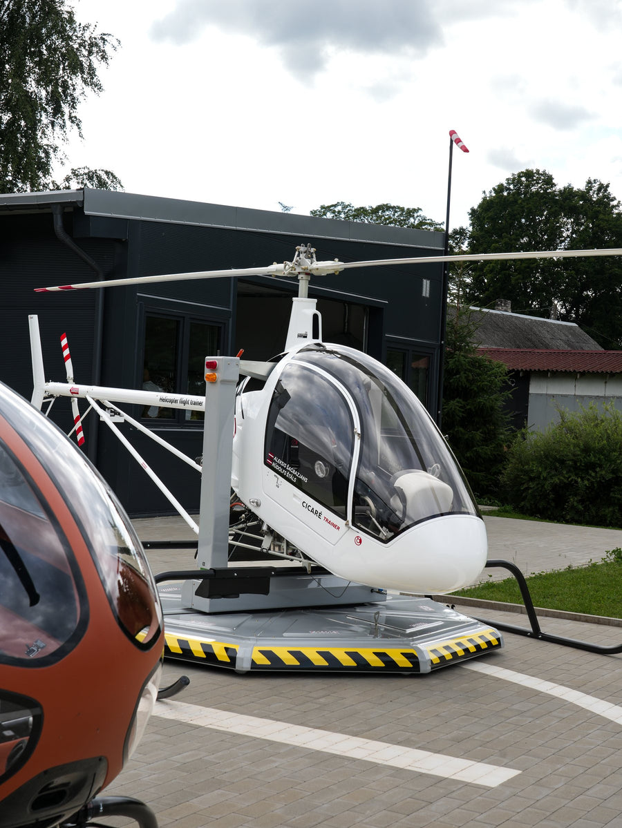 The helicopter and the Heli Kart side by side