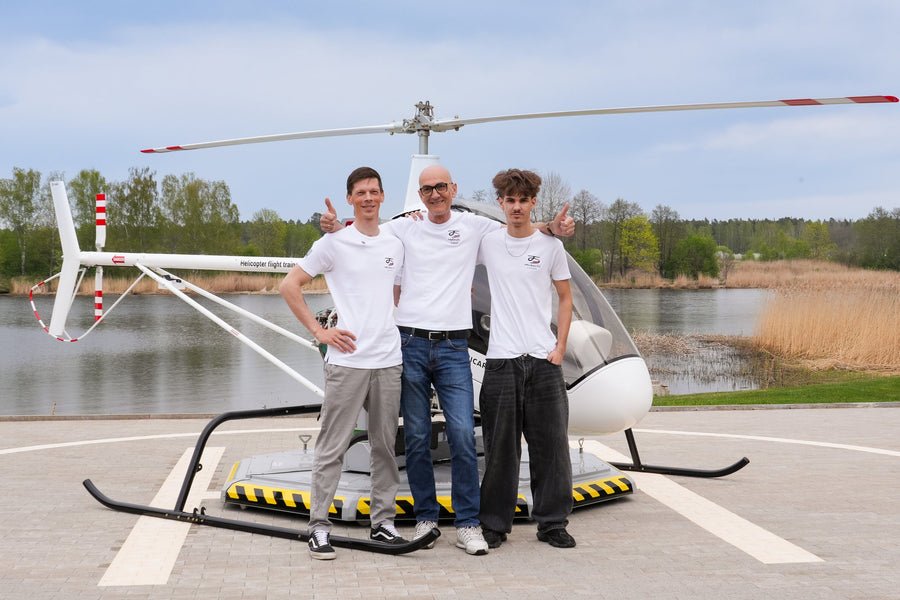 The HeliBaltic crew at the lakeside pad